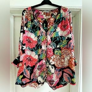 Daniel Rainn Women's Size 2X Floral Print Dolman Sleeve Blouse